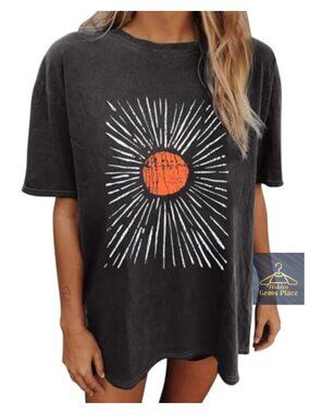 Oversized Vintage Floral Graphic Tee T-Shirt For Women